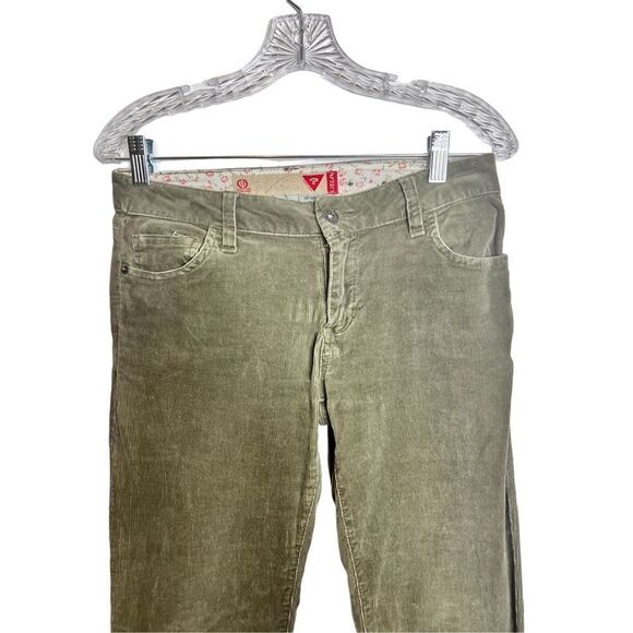 Guess Y2K vintage low rise flair corduroy olive green pants sz 28 - Picture 2 of 4